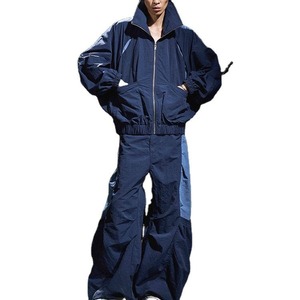 Custom Winter Windbreaker Tracksuit Two Piece Zip <b>Jacket</b> Sweatsuit Polyester Cotton Breathable Set - Product Image 4