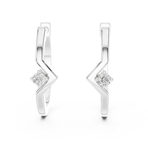 Pendientes de Aro Zig Zag con Diamantes Cultivados en Laboratorio, Aros Modernos con Diamantes Geométricos, Pendientes Minimalistas Contemporáneos para Uso Diario - Product Image 6