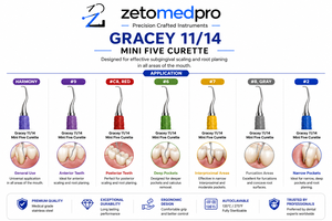 Cureta Periodontal Gracey 1/2 Micro Mini Five Premium de Acero Inoxidable para Raspado y Planificación Radicular OEM ZetomedPro - Product Image 3