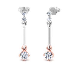 Round Cut Lab Grown Diamond 14K Solid <b>Gold</b> Tassel <b>Dangle</b> <b>Earrings</b> for Gift Party & Anniversary Everyday Wear - Product Image 3
