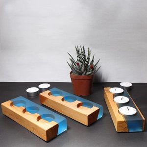 Blue Resin <b>Candle</b> Holders 3 Tealight <b>Candle</b> Holder Resin and <b>Floating</b> Wood Votive <b>Candle</b> Holder Decorative Craftera Exports - Product Image 2