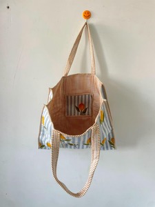 Sac fourre-tout bohème matelassé motif citron, fait main en coton, fermeture ouverte, grand sac de marché à bandoulière floral, toutes saisons CRAFT HACKLE - Product Image 3