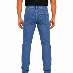 Jeans en denim pour hommes à la mode, taille haute, coupe droite ample, en coton, style streetwear décontracté, vente en gros - Product Image 2