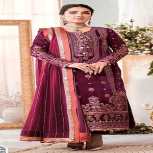 Nueva variedad de georgette de colores increíbles con conjunto de salwar-kameez y dupatta semicosturado bordado a precio de mayorista. - Product Image 1