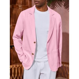 2025 hommes décontracté lin Blazer costume veste Double boutonnage imprimé deux boutons coupe ajustée léger affaires Sport manteaux - Product Image 4