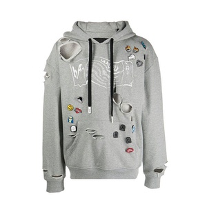 Sudadera con Capucha Gris para Hombre, de Forro Polar, con Estampado de Corona Brillante, Informal, para Invierno, de Spandex/Algodón, Ecológica, de Secado Rápido - Product Image 1