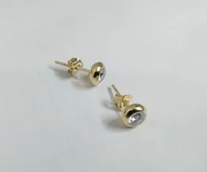 Boucles d'oreilles en diamant naturel taille ronde 0,62 ct, clarté IJ I1 I2, or jaune 14 carats, bijoux fins pour femmes, cadeau - Product Image 4