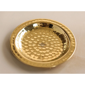 Unique textured brass coasters with subtle dark highlights and raised rim, available at wholesale prices. - Product Image 5