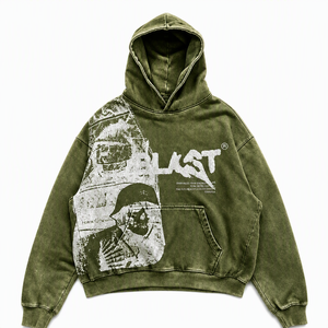 Sudadera con Capucha Extra Grande Personalizada para Hombre, Estilo Desgastado, con Gráficos, Ropa Urbana, Sudadera Vintage, Fabricante de Ropa - Product Image 1