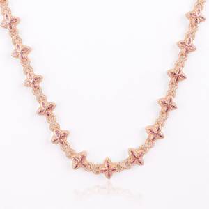 Collier chaîne à maillons en moissanite or rose, pendentif chaîne cubaine florale pour femme, bijou cadeau unisexe - Product Image 1