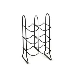 MR HANDICRAFT Porte-vin de table moderne en fil métallique noir pour 6 bouteilles avec poignée, support à vin autoportant en fer 3L rayé - Product Image 2
