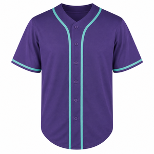 Vêtements streetwear, jersey de baseball à boutons, polyester, look baseball classique, production sur mesure, vinyle thermocollant durable - Product Image 2