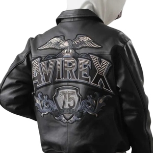 Genuine 75th Anniversary Aviators King Black Leather <b>Jacket</b> Coated Letter Breathable Windproof High-Volume Commemorative - Product Image 1