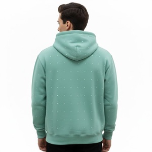 Sudadera con Capucha Personalizada para Hombre, 100% Algodón, Corte Regular, Estilo Casual, Gruesa, Vintage, con Pedrería, Negra - Product Image 5