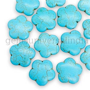 Colgante de turquesa azul tallado a mano con flor, 23mm 24mm, piedra preciosa suelta para fabricación de joyas, precio al por mayor, a granel - Product Image 6