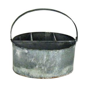 Portautensilios de Metal Galvanizado Premium con Asa Única, Contenedor de Almacenamiento Ovalado de Hierro para Cocina, Restaurante o Mesa - Product Image 1