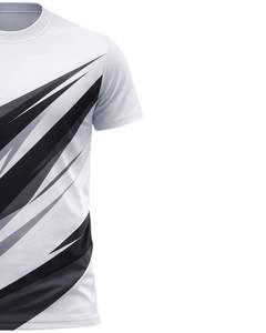 Camiseta Deportiva Personalizada para Hombre, Negra y Blanca, de Secado Rápido, Poliéster, Estampado Personalizado, Manga Corta, para Gimnasio, Running y Entrenamiento - Product Image 4