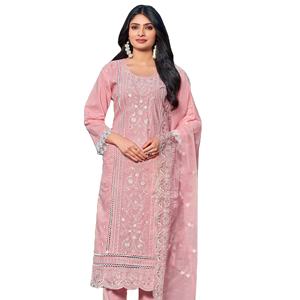 Nuevo conjunto de algodón Premium 60*60 bordado pesado y Organza Dupatta Kurtis para fiestas colección de verano - Product Image 1