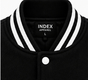 Veste de baseball pour homme Index Apparel, brodée, style varsity, avec blocs de couleur, manches à étoiles et boutons-pression - Product Image 3