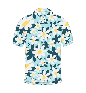 เสื้อโปโลพิมพ์ลายดอกเดซี่ลำลองสำหรับบุรุษแขนสั้นแฟชั่นฤดูร้อนคอปกสีฟ้าเสื้อยืดสีฟ้า - Product Image 5