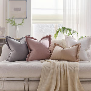 ปลอกหมอนกำมะหยี่สีพื้น 45x45 ซม. ขอบหยัก ปลอกหมอนอิงตกแต่งบ้าน - Product Image 4