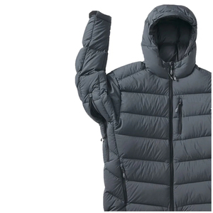 Vestes d'hiver rembourrées en duvet de canard léger et chaud, avec logo personnalisé, en nylon noir, à capuche, avec logo brodé - Product Image 6