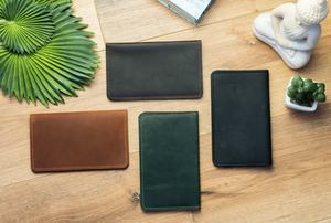 Couverture de chéquier mince porte-monnaie personnalisé en cuir de vachette vieilli mince portefeuille en cuir véritable LCR-0029 - Product Image 4