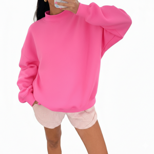 Achetez un sweat-shirt à capuche surdimensionné pour femme avec logo personnalisé, manches longues, épaules tombantes, respirant, écologique, décontracté - Product Image 3