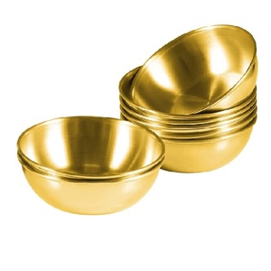 Ensemble de 3 bols Katori en laiton écologiques, bols à dessert martelés, bol à chocolat poli pour la maison et la cuisine Dexcor - Product Image 1