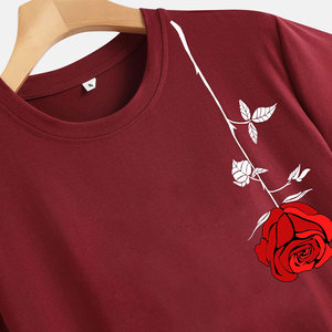 T-shirt en tricot à col rond pour homme, couleur bordeaux, manches courtes, coupe classique, couleur unie, style décontracté, t-shirt surdimensionné - Product Image 4