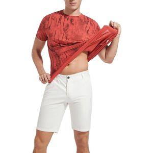 Men T <b>Shirt</b> Red Black Crinkle Crack Washed Effect Short Sleeve Crew Neck Casual Summer Tee - Product Image 4