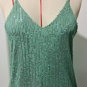 Women's Custom <b>Sequin</b> <b>Top</b> <b>Sequin</b> Casual Knitted V-Neck Summer Crochet <b>Top</b> Sexy Camisole Vest for Women's - Product Image 5