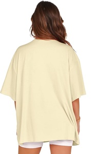 Service OEM – Nouveau design de t-shirt décontracté pour femme, imprimé numériquement, 100 % coton, manches courtes, col et épaules tombantes, confortable, grandes tailles - Product Image 6