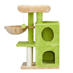 33-Inch 2-Tiered Cat Tower Indoor Activity Center Playhouse with Large Padded Perch Hammock and Condo for Cats - Product Image 5