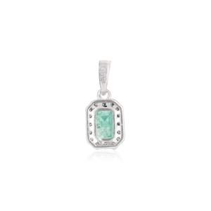 Delicate 925 Sterling Silver 100% Genuine <b>Emerald</b> & Diamond Fine Halo <b>Pendant</b> For Women's Jewelry Accessories - Product Image 6