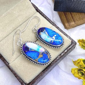 Pendientes Colgantes de Turquesa Azul, Plata de Ley 925, Minimalistas, Hechos a Mano, con Piedras Preciosas, Regalo - Product Image 5