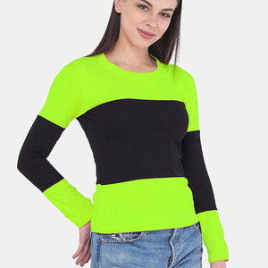 Women's Everyday <b>Long</b> Sleeve Color Block <b>T</b> <b>Shirt</b> OEM Wholesale Slim Fit <b>T</b> <b>Shirt</b> Full Sleeve <b>T</b> <b>Shirt</b> Regular <b>Length</b> <b>T</b> <b>Shirt</b> - Product Image 5