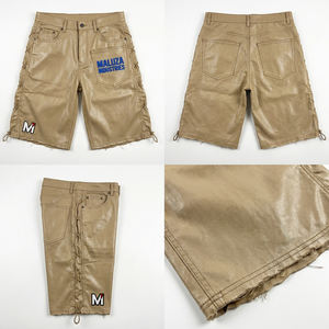 Shorts Unisex de Diseño, Color Negro Sólido, Cintura Elástica, Estilo Cuero, Cargo, Streetwear, Hip Hop, Urban, Maluza Industries - Product Image 6