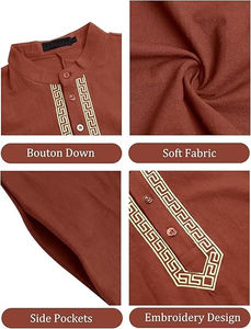 Robe de prière en lin de soie brillant noir, style Kaftan Al Daffah, avec boutons élégants, inspirée du style marocain et de Dubaï - Product Image 5