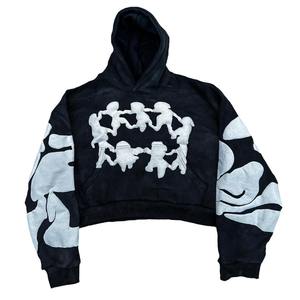 OEM Manufacturer Custom 3D Puff Print 500GSM Heavyweight Unisex Hoodie Embossed Logo Oversized Cotton Pullover Blank Sweatshirt - Product Image 3