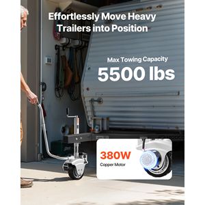 Carrello Elettrico per Rimorchi con Capacità di Traino di 5500 Libbre, Ruota Motrice da 380W 12V, Velocità di Movimento Regolabile 23 Ft/min, 12.2-24.8 Regolabile - Product Image 2