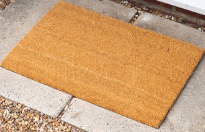 Jucor Real <b>Coconut</b> Coir Handmade Woven Braided Loop Pile Tufted Eco-Friendly Floral Non-Slip Thin PVC-Coated Backing Door <b>Mat</b> - Product Image 2