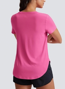 Camiseta Deportiva Ligera sin Costuras para Mujer, Camiseta Deportiva de Manga Corta para Gimnasio, Correr, Atletismo, con Aberturas Laterales - Product Image 2