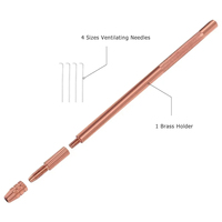 Porte-aiguilles de ventilation en laiton or rose, 4 tailles, aiguilles micro-hameçons en acier inoxydable, durables et professionnelles pour perruques Lace Frontal et toupets