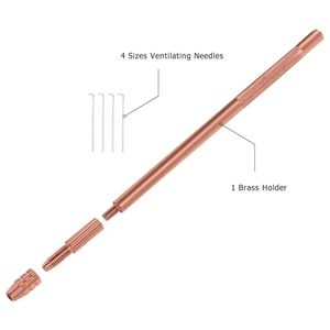 Porte-aiguilles de ventilation en laiton or rose, 4 tailles, aiguilles micro-hameçons en acier inoxydable, durables et professionnelles pour perruques Lace Frontal et toupets - Product Image 1