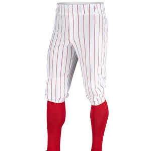 Men's <b>White</b> Red Striped Baseball Pants <b>Button</b> Fly Regular Fit Breathable Polyester Adult Sports Apparel Baseball Pants For Men's - Product Image 6