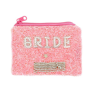 Bride Pearl Beaded Coin Purse Handmade Sequin Clutch <b>Bag</b> Wedding <b>Gift</b> Pouch Magnetic Closure Mini Foldable Custom Size Bridal - Product Image 1