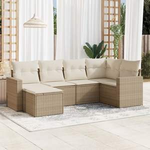 Juego de sofá de jardín de ratán PE Beige con reposabrazos ajustables grandes - Product Image 1