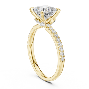 Bague de fiançailles en or jaune avec diamant de laboratoire taille princesse, pavé, solitaire, pour femme - Product Image 3