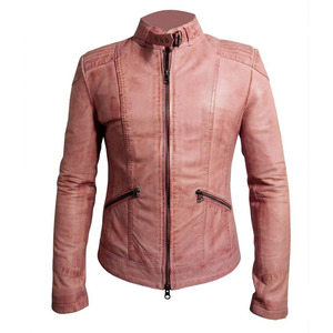 Custom Vintage Dusty Pink Genuine Leather <b>Jacket</b> Women’s Slim Fit <b>Biker</b> Moto <b>Jacket</b> with Quilted Shoulders Women's <b>Jackets</b> - Product Image 1